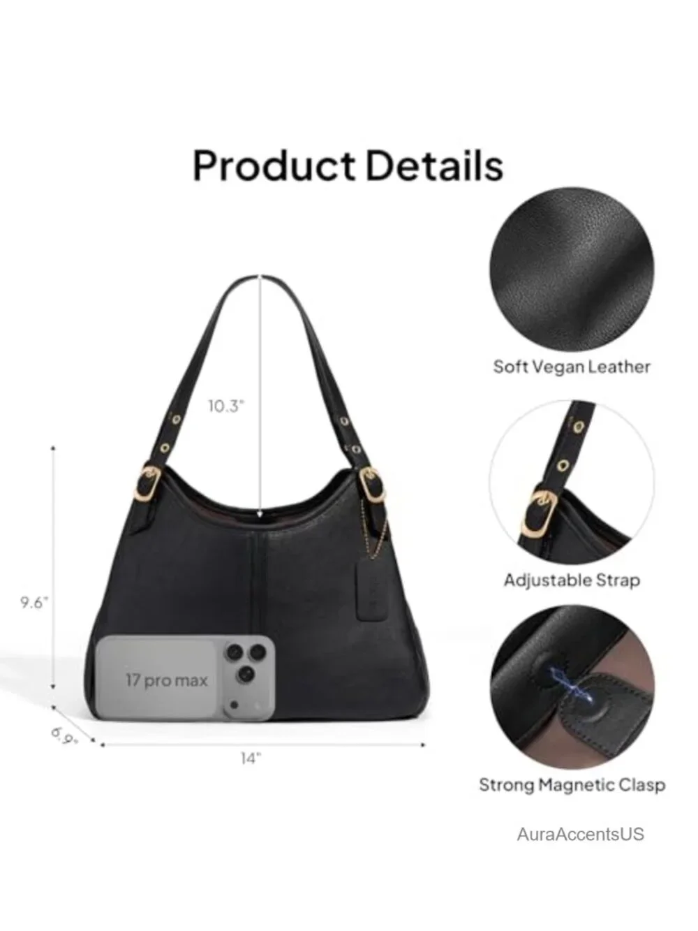 Vintage Hobo Handbag Women Soft Faux Leather Shoulder Bag Slouchy Crescent
